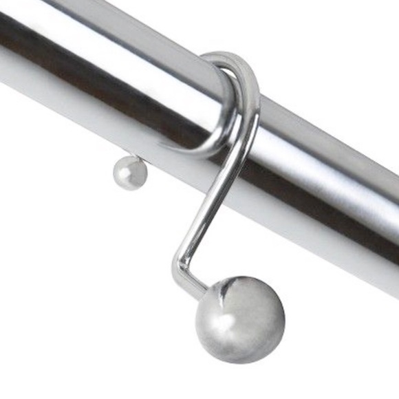 Shower Curtain Hooks, Metal Ball with nickel finish. - Picture 2 of 4